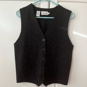 Black Sequined Sweater Vest